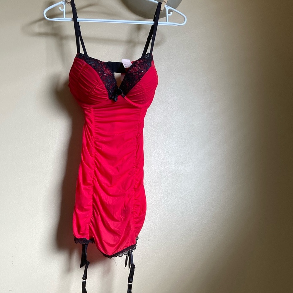 Vintage Y2K NWT Pin up La Senza hello sugar push up Red Black Lingerie 34C 32D
